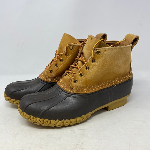 LL Bean Mens 6 Inch Bean Boots Tan Leather Duck Boots 06009 Made in USA 8 M